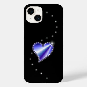 Purple Rainbow Heart with Stars on black Case-Mate iPhone 14 Case