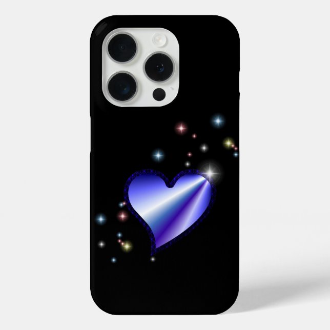 Purple Rainbow Heart with Stars on black Case-Mate iPhone Case (Back)