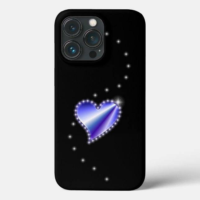 Purple Rainbow Heart with Stars on black Case-Mate iPhone Case (Back)