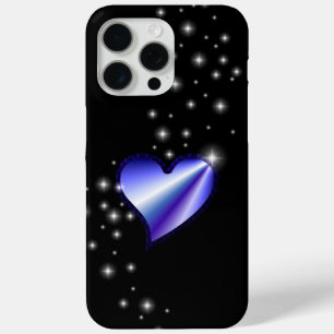 Purple Rainbow Heart with Stars on black iPhone 15 Pro Max Case