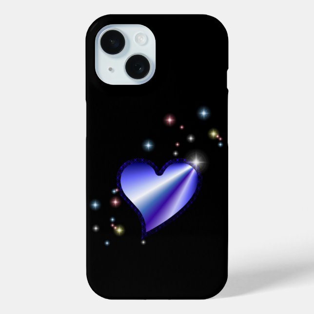 Purple Rainbow Heart with Stars on black Case-Mate iPhone Case (Back)