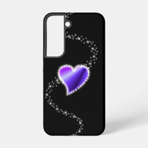 Purple Rainbow Heart with Stars on black Samsung Galaxy Case