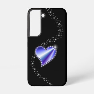 Purple Rainbow Heart with Stars on black Samsung Galaxy Case