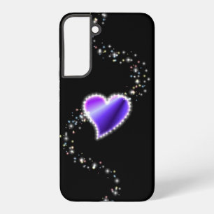 Purple Rainbow Heart with Stars on black Samsung Galaxy Case