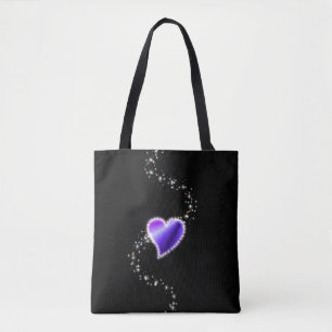 Purple Rainbow Heart with Stars Tote Bag