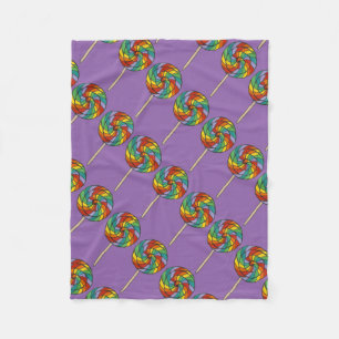 Purple Rainbow Lollipop Sweet Lolly Candy Fleece Blanket