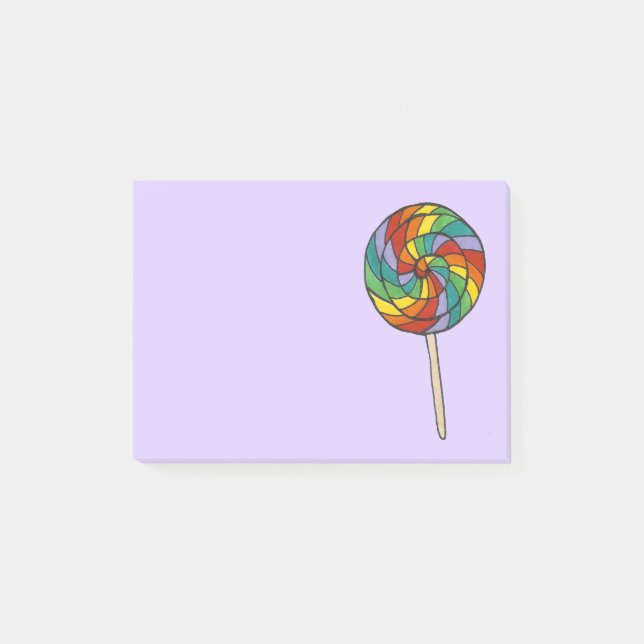 Purple Rainbow Lollipop Sweet Lolly Candy Pride Post-it Notes (Front)