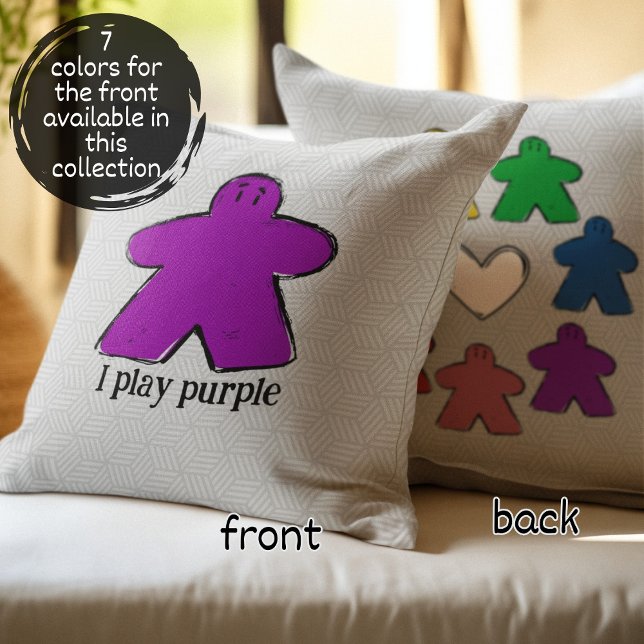 Purple Rainbow Meeple Board Game Love  Throw Pillow (Creator Uploaded)
