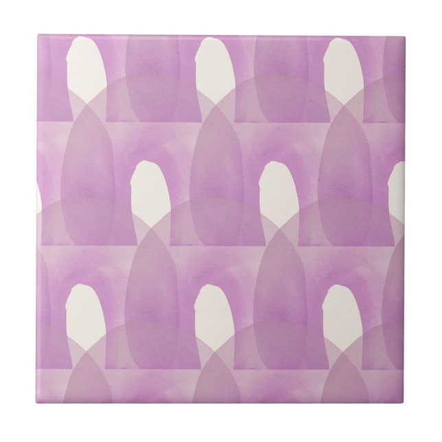 Purple Rainbow Mid Century Modern Pattern Tile (Front)