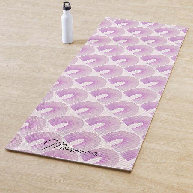 Purple Rainbow Mid Century Modern Pattern Yoga Mat (In Situ)