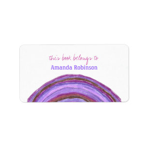 Purple rainbow personalized bookplate label