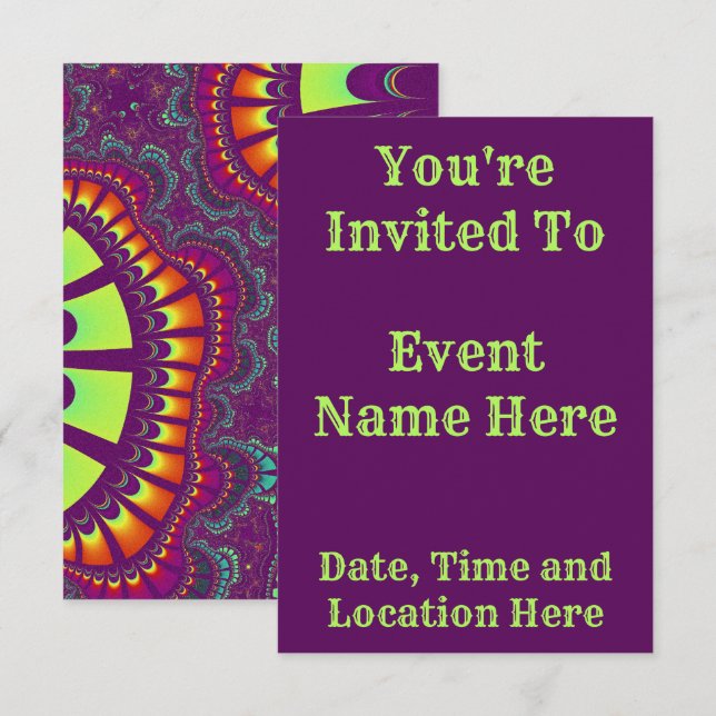 Purple Rainbow Remix Invitation (Front/Back)