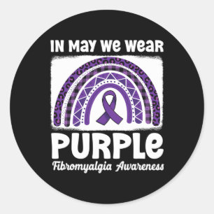 Purple Rainbow Support Fibro Warrior Fibromyalgia Classic Round Sticker