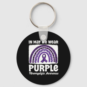 Purple Rainbow Support Fibro Warrior Fibromyalgia Keychain
