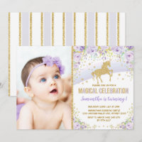 Purple Rainbow Unicorn Lavender Gold Birthday