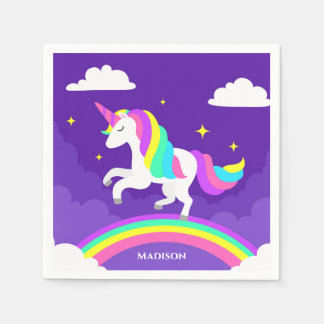 Purple Rainbow Unicorn Personalized Name Magical Napkin