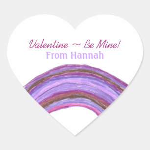 Purple rainbow valentine sticker