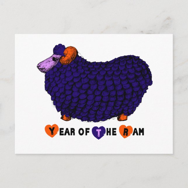 Purple Ram Chinese New Year Zodiac Postcard (Front)
