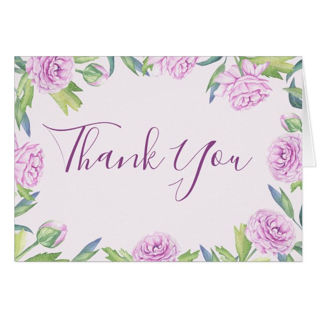 Purple Ranunculus Spring Floral Thank You Card (Front Horizontal)