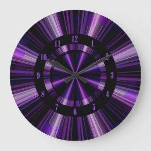 Purple Rays Of Light Wall Clock