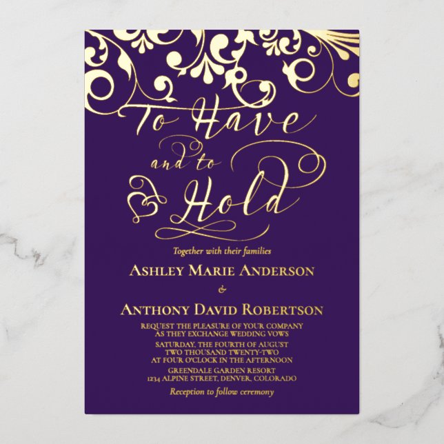 Purple Real Gold Foil To Have To Hold Wedding (Front)