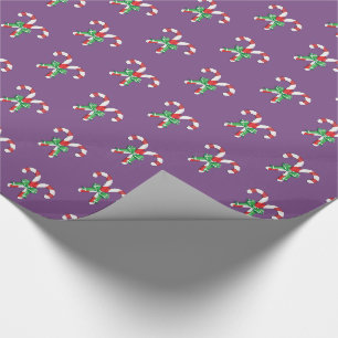 Purple Red and White Striped Candy Cane Christmas Wrapping Paper