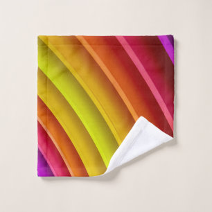Purple, red, and yellow rainbow column wash cloth