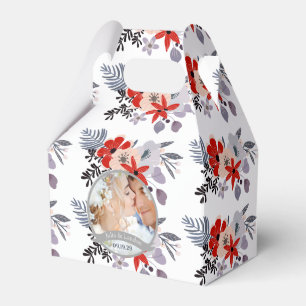 Purple Red Blue Blush Pink Floral Wreath Wedding Favor Box