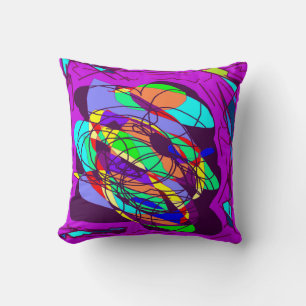 Purple red blue lemon black design throw pillow