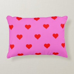 Purple Red Cute Simple Heart Pattern Accent Pillow