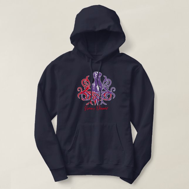Purple Red Great Dane Hoodie (Design Front)