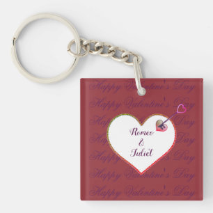 Purple Red Heart Cute Romance Happy Valentines Day Keychain
