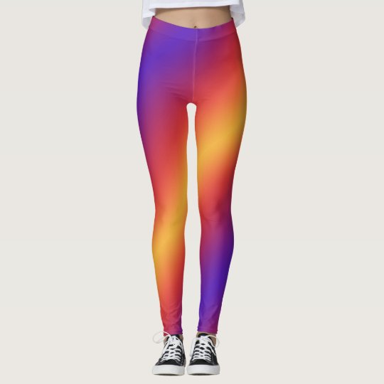 Purple Red Orange Gradient Stripes Leggings