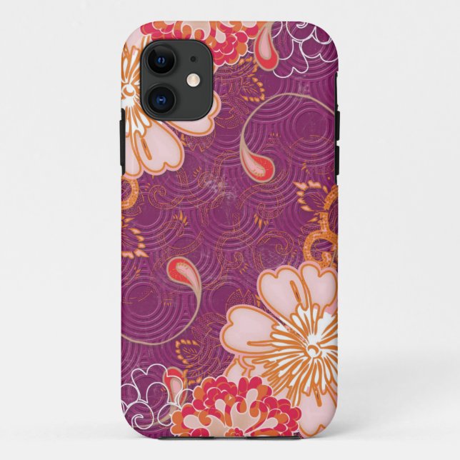 Purple Red Pink Floral iPhone iPad iPod Razr Case (Back)