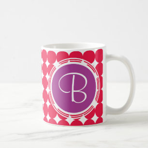 Purple & Red Polka Dot Monogram Coffee Mug
