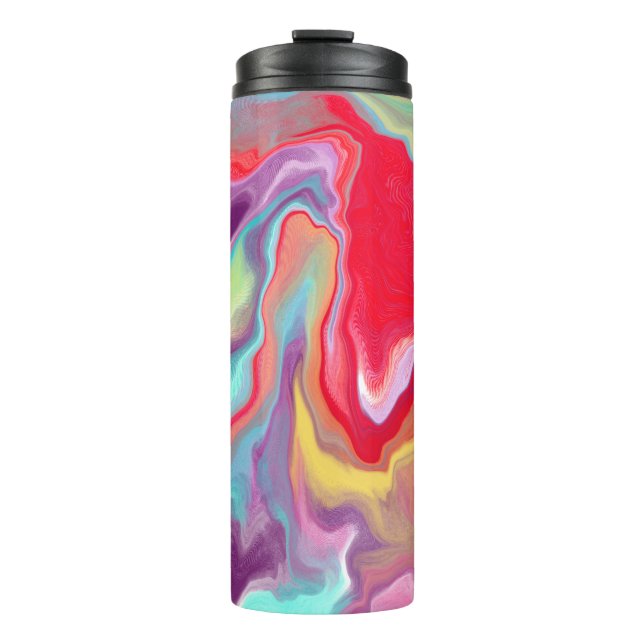 Purple,Red, Yellow and Blue Abstract Art Thermal Tumbler (Front)