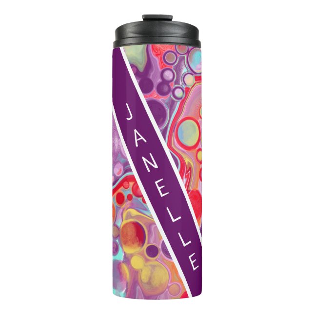 Purple, Red, Yellow, Blue Abstract personalized Th Thermal Tumbler (Front)
