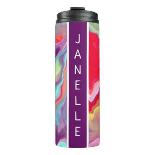 Purple, Red, Yellow, Blue Abstract personalized Thermal Tumbler