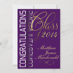Purple Reflection  Formal Graduation Party Invitation