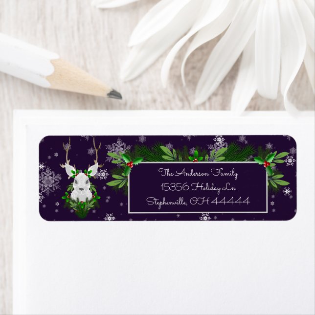 Purple Reindeer Address Labels (Insitu)