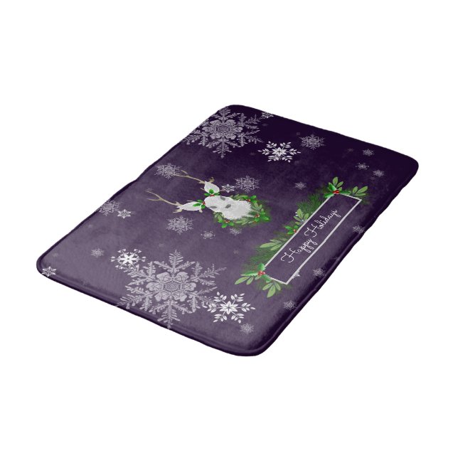 Purple Reindeer Bath Mat (Angled)
