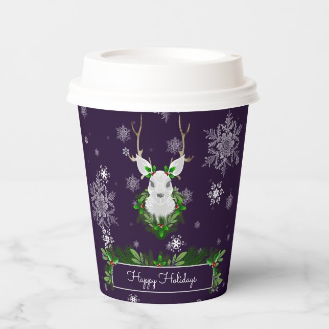 Purple Reindeer Paper Cup (Front)
