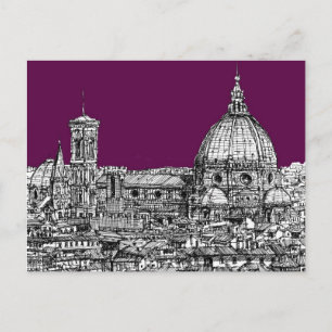 Purple renaissance drawing postcard