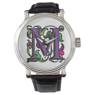 Purple Renaissance Illuminated Manuscript M Watch