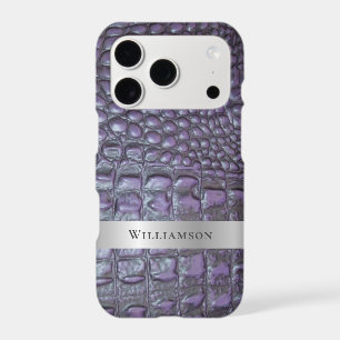Purple Reptile Digital Leather Silver Metal