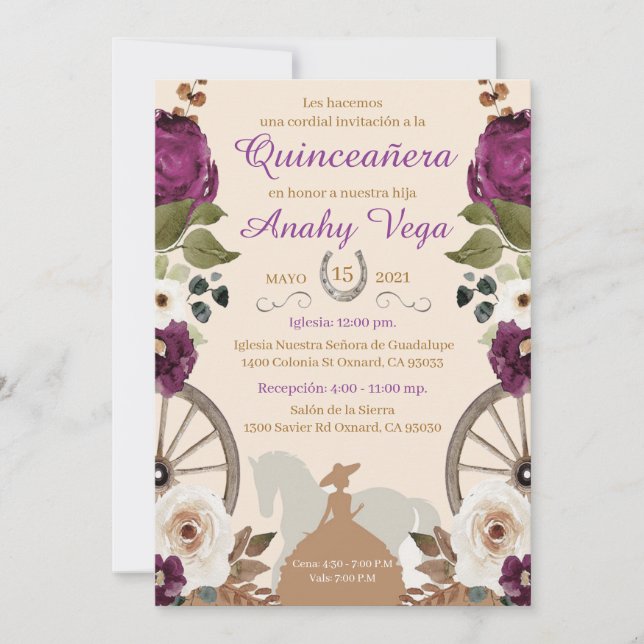 Purple reservation flat card date (Front)