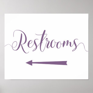 Purple Restrooms Arrow Sign - Left Arrow Direction