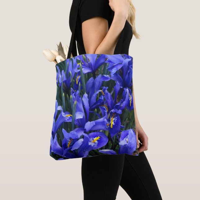 Purple Reticulated Irises Floral Tote Bag (Close Up)