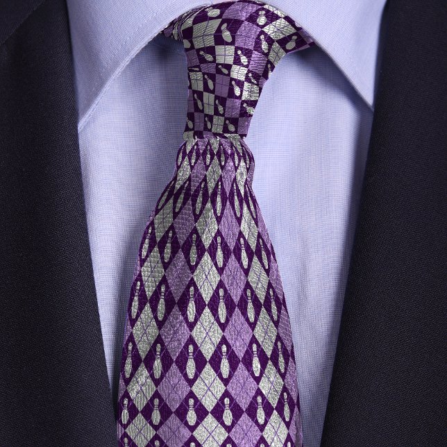 Purple Retro Argyle Bowling Pin Tie (Creator Uploaded)