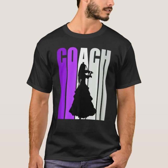 Purple Retro Artistic Violin Coach Coaching Music  T-Shirt (Front)